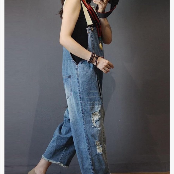 YESNO P60 WOMENS JEANS CROPPED PANTS OVERALL JUMPSUIT - Picture 4 of 11